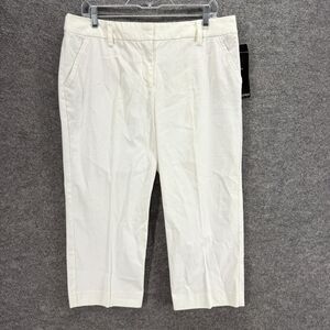 New Daisy Fuentes Dress Pants Women 12 White Mid Rise Pleated Cotton Pockets